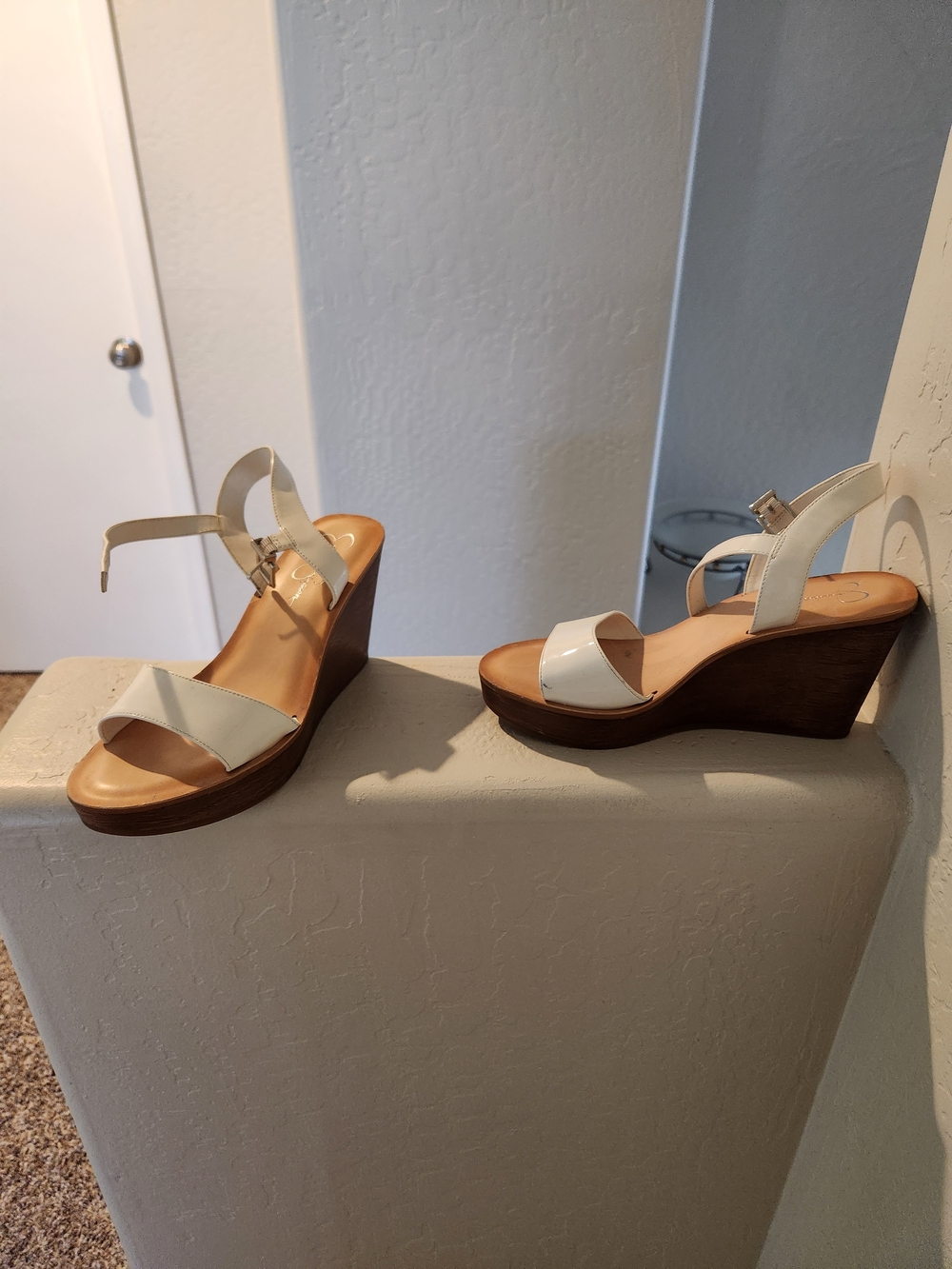 Jessica Simpson New Women's White Wedge Sandals with Ankle Strap